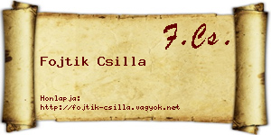 Fojtik Csilla névjegykártya